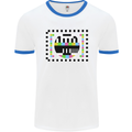 TV Test Pattern as Worn by Mens White Ringer T-Shirt White/Royal Blue