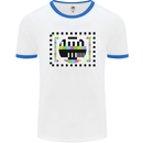 TV Test Pattern as Worn by Mens White Ringer T-Shirt White/Royal Blue