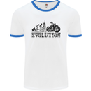 Evolution of Motorcycle Motorbike Biker Mens White Ringer T-Shirt White/Royal Blue