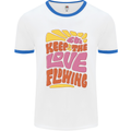 60s Keep the Love Flowing Funny Hippy Peace Mens White Ringer T-Shirt White/Royal Blue