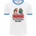 Rugby May Start Talking About Funny Beer Mens White Ringer T-Shirt White/Royal Blue