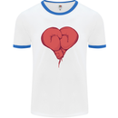 Heart Boxing Gloves Boxer MMA Muay Thai Mens White Ringer T-Shirt White/Royal Blue