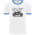 Cafe Racer Motorbike Motorcycle Biker Mens White Ringer T-Shirt White/Royal Blue