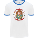 Funny Hoggy Christmas Hedgehog Mens White Ringer T-Shirt White/Royal Blue