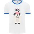 A Cow Holding a Snellen Eye Chart Glasses Mens White Ringer T-Shirt White/Royal Blue