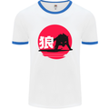 Japanese Wolf Japan Mens White Ringer T-Shirt White/Royal Blue