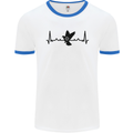 Pigeon Hunting Heart Beat ECG Hunter Mens White Ringer T-Shirt White/Royal Blue