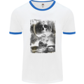 Kiss of Death Pirates Sailing Sailor Mens White Ringer T-Shirt White/Royal Blue