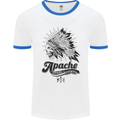 Apache Apparel Motorbike Motorcycle Biker Mens White Ringer T-Shirt White/Royal Blue