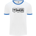 Eat Sleep 4X4 Off Road Roading Car Mens White Ringer T-Shirt White/Royal Blue