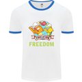 Education Is Freedom Teaching Teacher Mens White Ringer T-Shirt White/Royal Blue