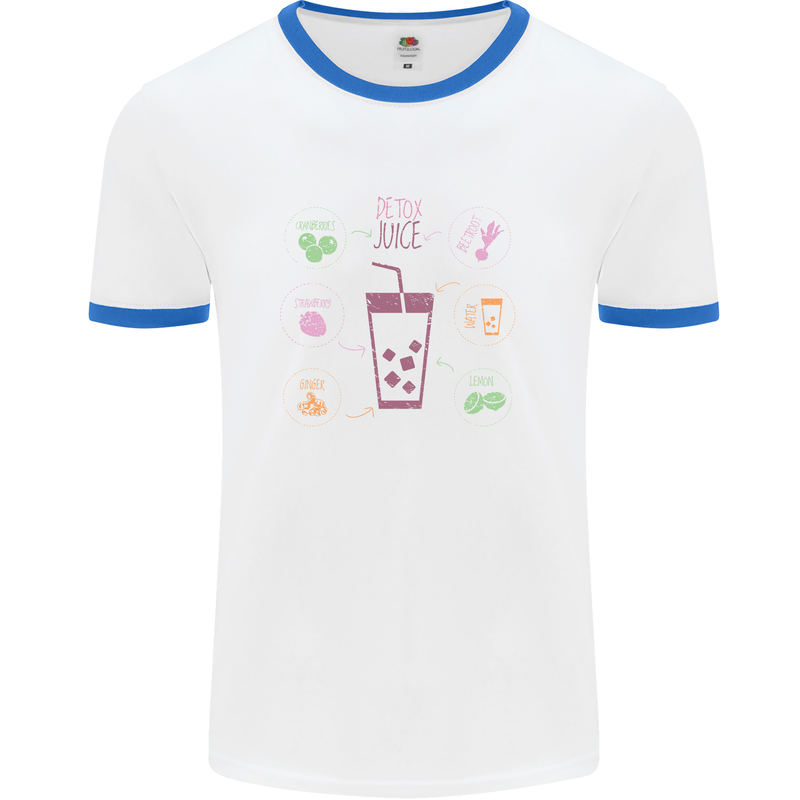 Detox Juice Hangover Cure Healthy Mens White Ringer T-Shirt White/Royal Blue