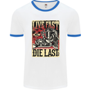 Live Fast Motorcycle Motorbike Biker Chopper Mens White Ringer T-Shirt White/Royal Blue