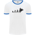 Motorbike Evolution Funny Biker Motorcycle Mens White Ringer T-Shirt White/Royal Blue