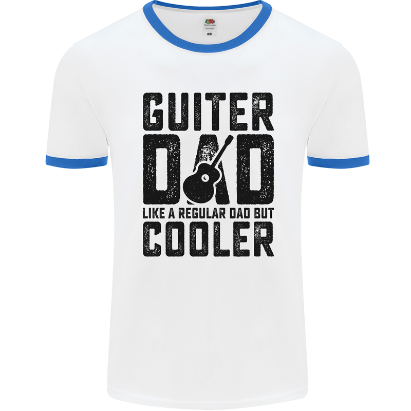 Fathers Day Guitar Dad Like a Normal Dad Mens Ringer T-Shirt White/Royal Blue