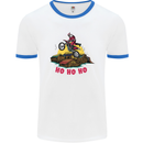 Christmas Santa Motocross Dirt Bike Mens White Ringer T-Shirt White/Royal Blue