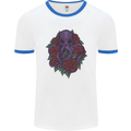 Octopus Skull Cthulhu Kraken With Roses Mens White Ringer T-Shirt White/Royal Blue