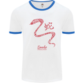 Chinese Zodiac Shengxiao Year of the Snake Mens White Ringer T-Shirt White/Royal Blue