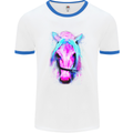 Watercolour Horse Mens White Ringer T-Shirt White/Royal Blue