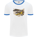 Steampunk Plane Aircraft Biplane Mens White Ringer T-Shirt White/Royal Blue