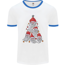 Santa Clause Christmas Tree Mens White Ringer T-Shirt White/Royal Blue