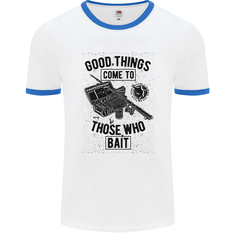 Those Who Bait Fishing Fisherman Funny Mens White Ringer T-Shirt White/Royal Blue