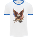 USA Eagle Flag America Patriotic July 4th Mens White Ringer T-Shirt White/Royal Blue