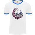 Trippy Magic Mushroom Moon LSD Psychedelic Mens Ringer T-Shirt White/Royal Blue