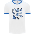 A Butterfly Collection Rhopalocera Mens White Ringer T-Shirt White/Royal Blue