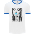 Boom Lolly Pop Chick Mens White Ringer T-Shirt White/Royal Blue