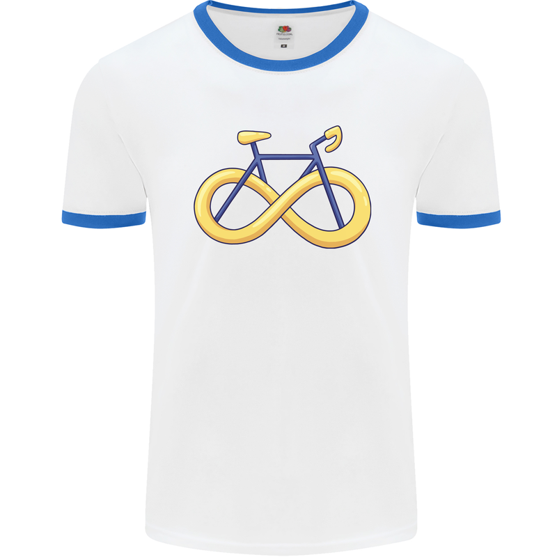 Infinity Bicycle Mens White Ringer T-Shirt White/Royal Blue