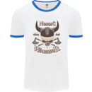 Nordic Warrior Viking Skull Mens Ringer T-Shirt White/Royal Blue