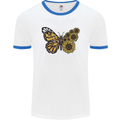 A Sunflower Butterfly Mens White Ringer T-Shirt White/Royal Blue