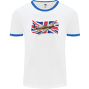 Hawker Hurricane with the Union Jack Mens White Ringer T-Shirt White/Royal Blue