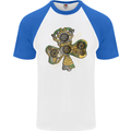 Steampunk Shamrock Mens S/S Baseball T-Shirt White/Royal Blue