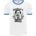 Pablo Escobar Crime Pays Mens White Ringer T-Shirt White/Royal Blue