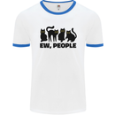 Ew People Cats Funny Mens White Ringer T-Shirt White/Royal Blue