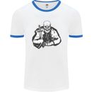 Viking Skull & Sword Thor Valhalla Mens White Ringer T-Shirt White/Royal Blue