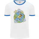 Climate Change Earth Destruction Nuclear War Mens Ringer T-Shirt White/Royal Blue
