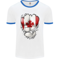 Gym Canadian Maple Leaf Flag Muscles Canada Mens White Ringer T-Shirt White/Royal Blue