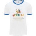 Skuncle Uncle That Smokes Weed Funny Drugs Mens White Ringer T-Shirt White/Royal Blue