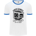 Video Gamer Retro Club Gaming Mens White Ringer T-Shirt White/Royal Blue