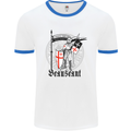 Knights Templar St Georges Day Beauseant Mens White Ringer T-Shirt White/Royal Blue