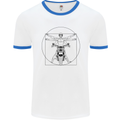 Vitruvian Biker Motorcycle Motorbike Mens White Ringer T-Shirt White/Royal Blue