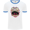 Four Eyed Scary Monster Halloween Mens White Ringer T-Shirt White/Royal Blue