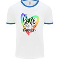 LGBT Love Has No Gender Gay Pride Day Mens White Ringer T-Shirt White/Royal Blue