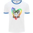 LGBT Love Has No Gender Gay Pride Day Mens White Ringer T-Shirt White/Royal Blue