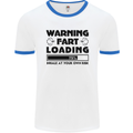 Warning Fart Loading Funny Farting Rude Mens White Ringer T-Shirt White/Royal Blue