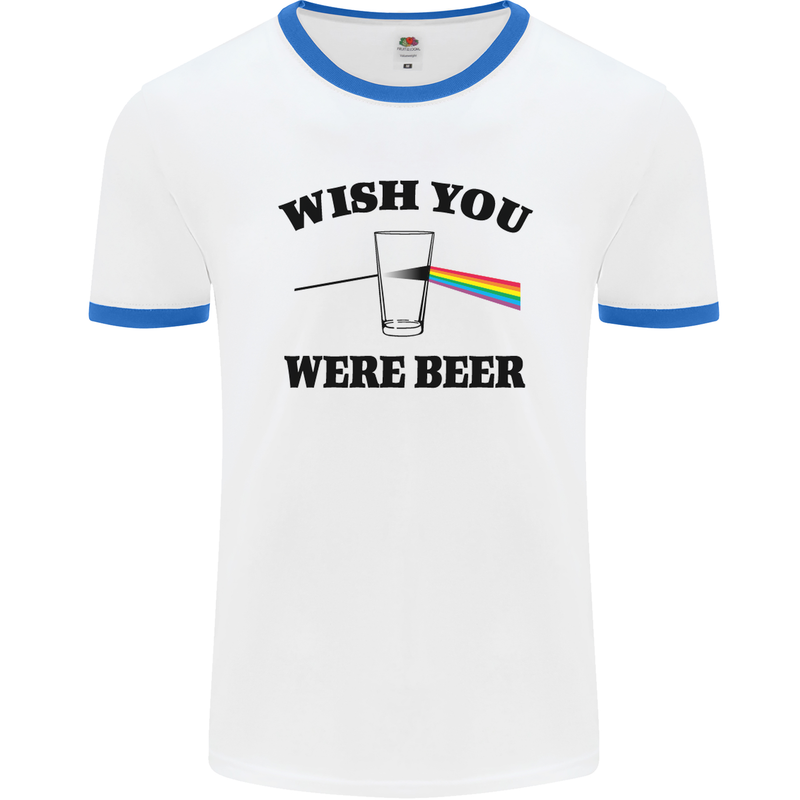 Wish You Were Beer St Patricks Day Alcohol Mens White Ringer T-Shirt White/Royal Blue