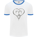Skull Skeleton Boxing MMA Muay Thai Boxer Mens White Ringer T-Shirt White/Royal Blue